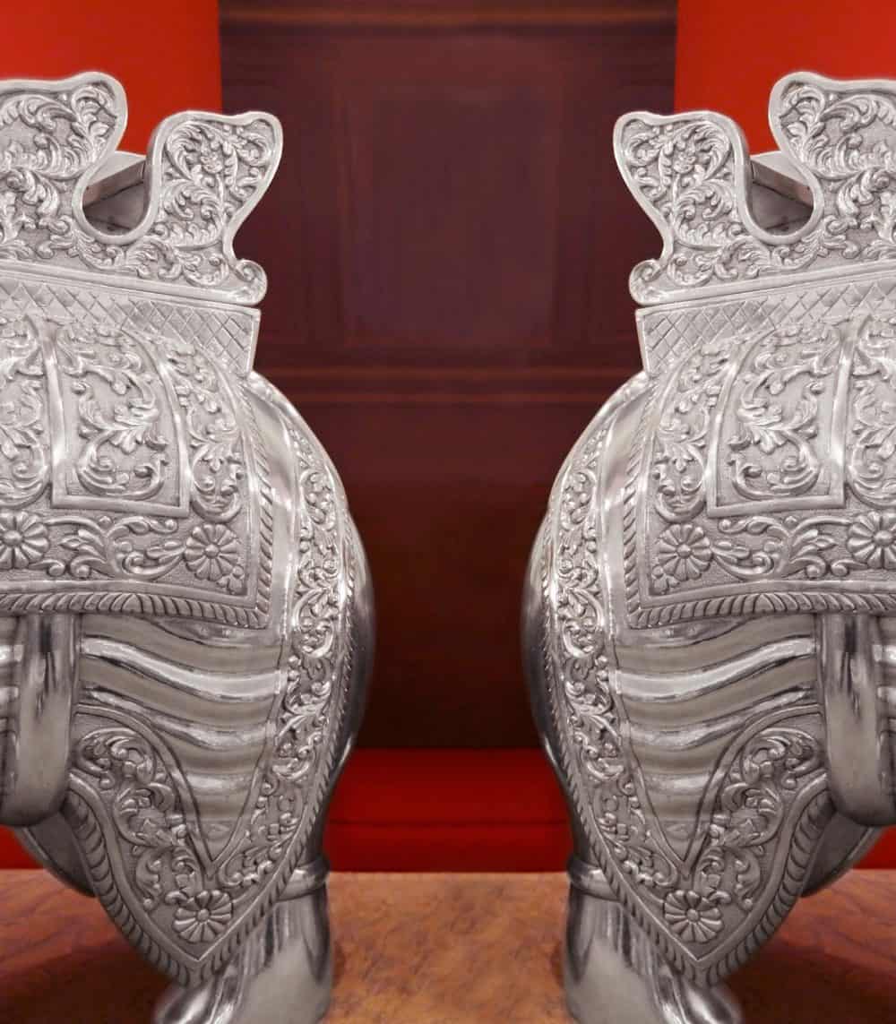Silver Elephant Intricate Pair