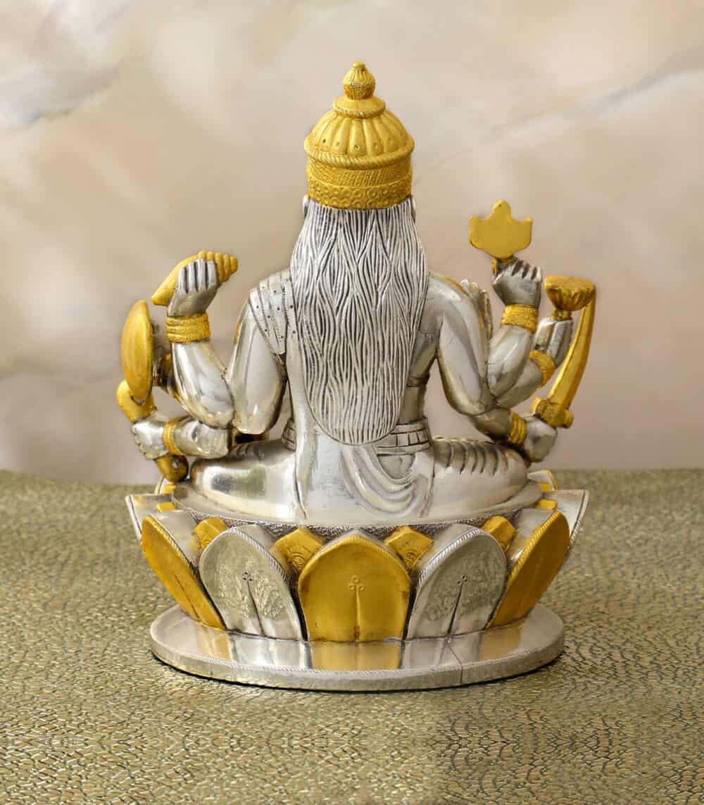 Silver Laxmi with Gold Leaf