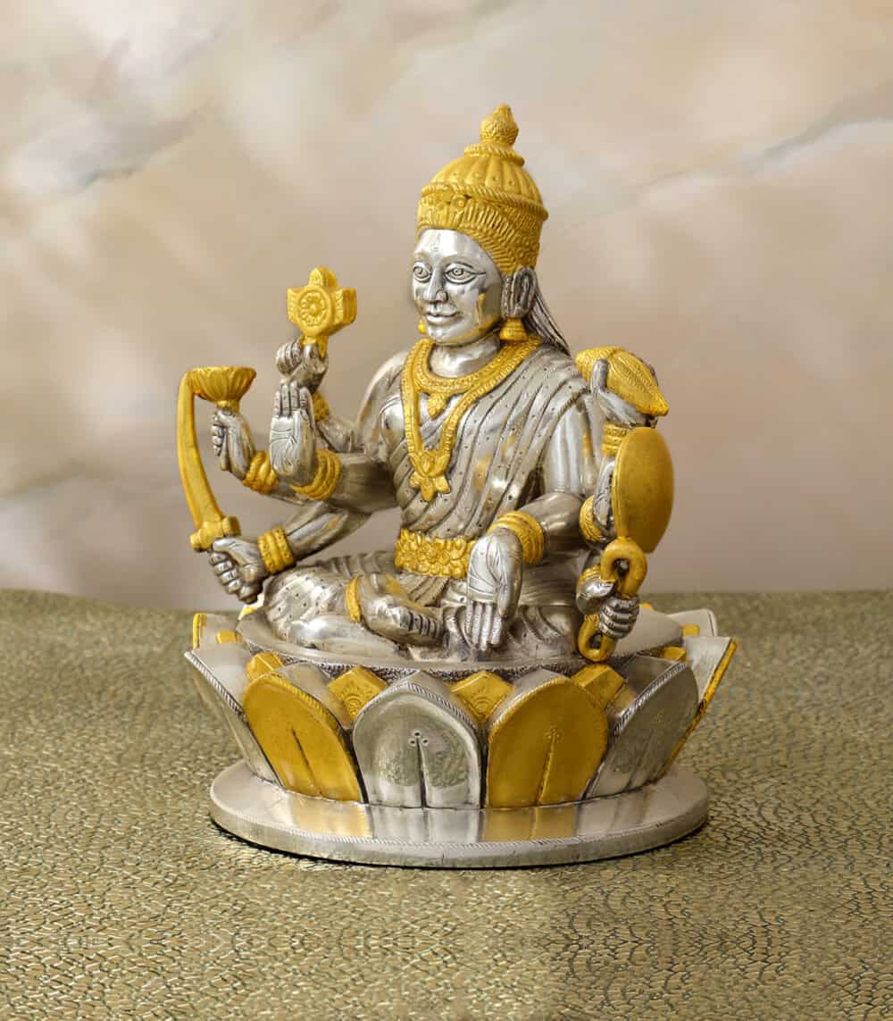 Silver Laxmi with Gold Leaf