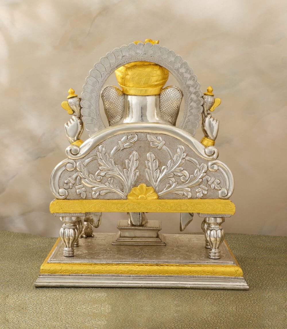 Silver Pagri Ganesha with Pure Gold Leaf