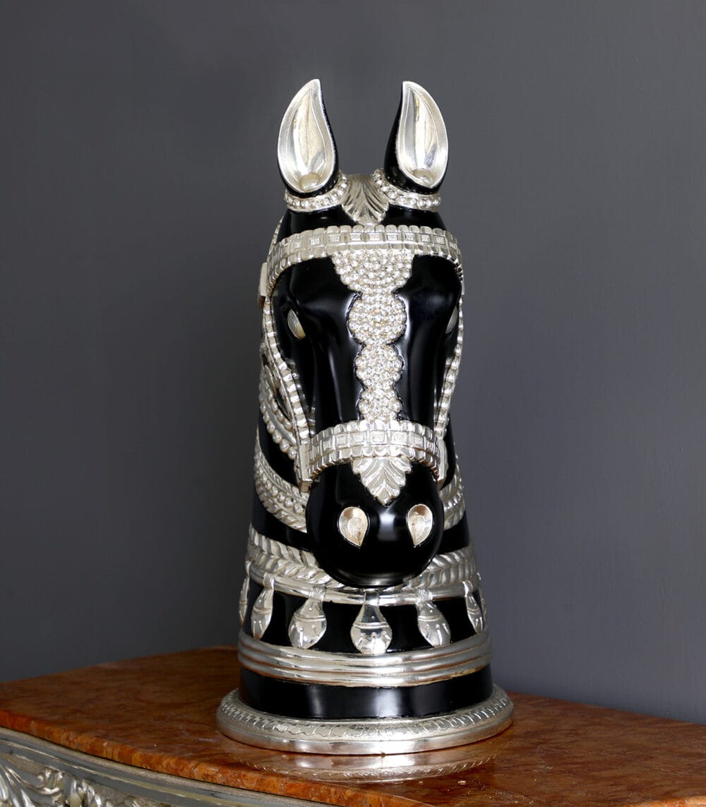 Silver Semi Clad Horse Bust