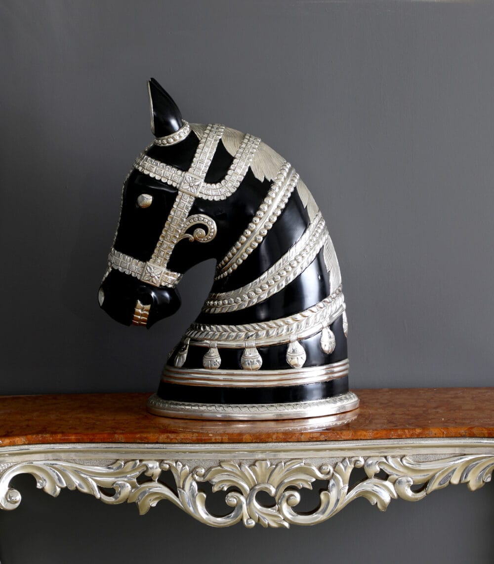 Silver Semi Clad Horse Bust