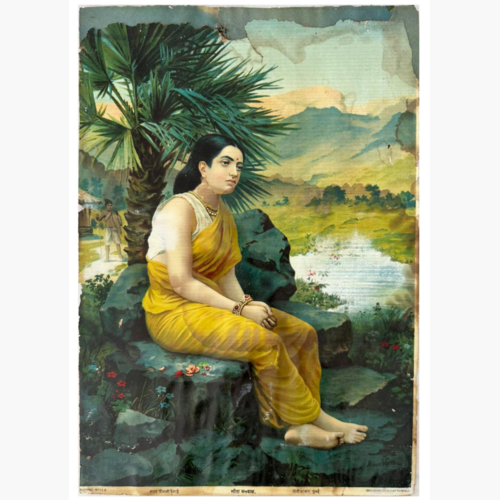 Poignant Sita Vanvas 3 Oleograph – Ravi Varma Ar