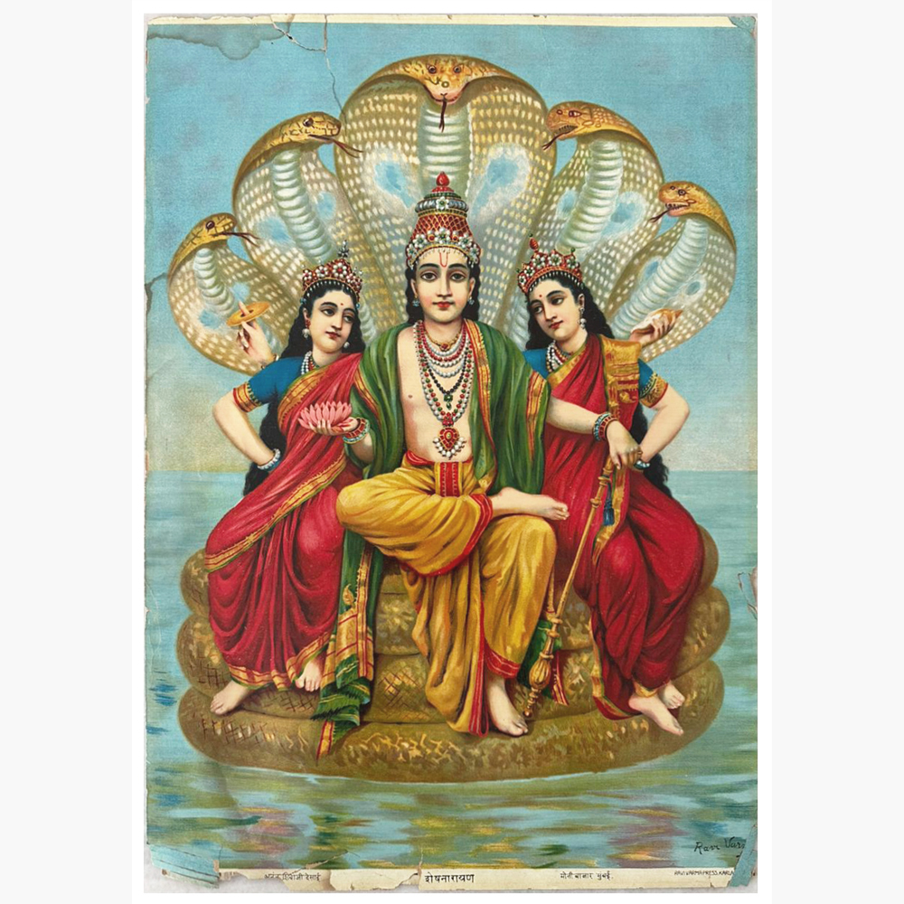 Divine Shesh Narayan Oleograph – Vishnu Cosmic Art