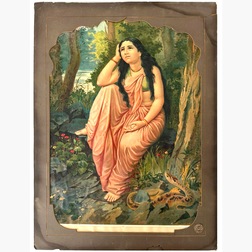 Emotional Damayanti Vanavasa Oleograph – Raja Ravi Varma Art