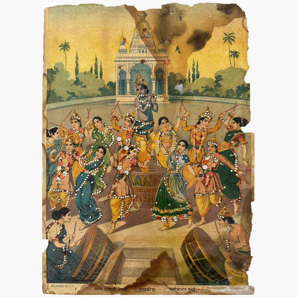 Enchanting Raaskrida 2 Oleograph by Raja Ravi Varma