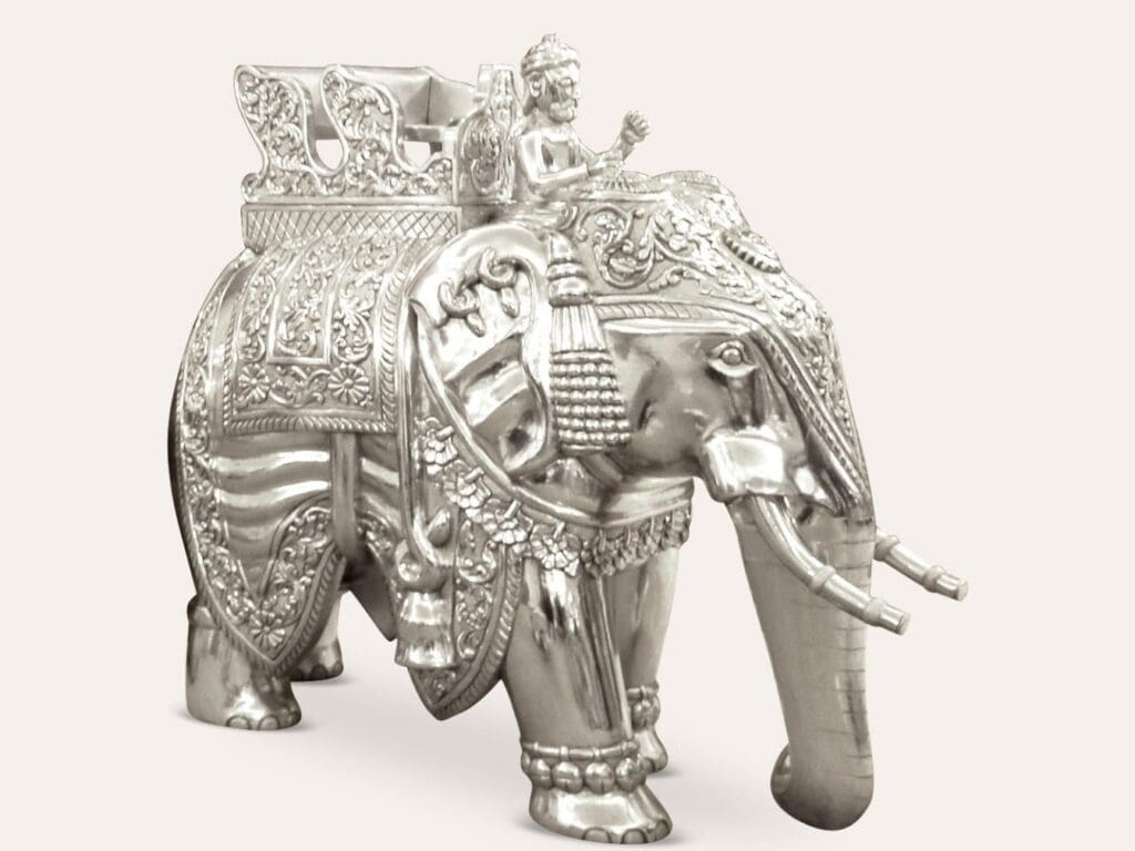 Intricate Silver Elephant Pair - Stunning Silver Home Decor Showpiece