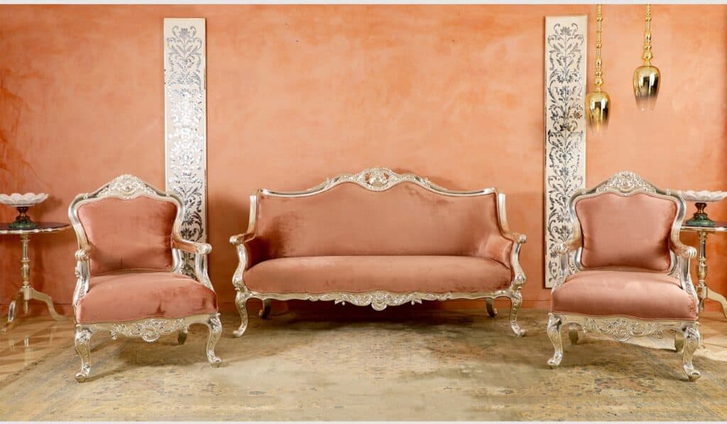 Elegant silver sofa sets enhancing a luxurious lifestyle
