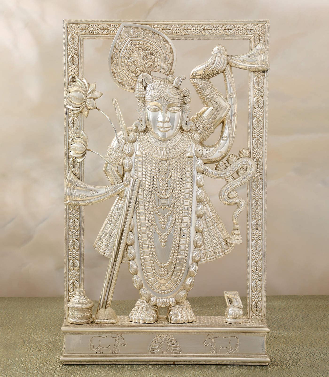 Exquisite Silver Shrinathji Idol - Unique Silver Idols