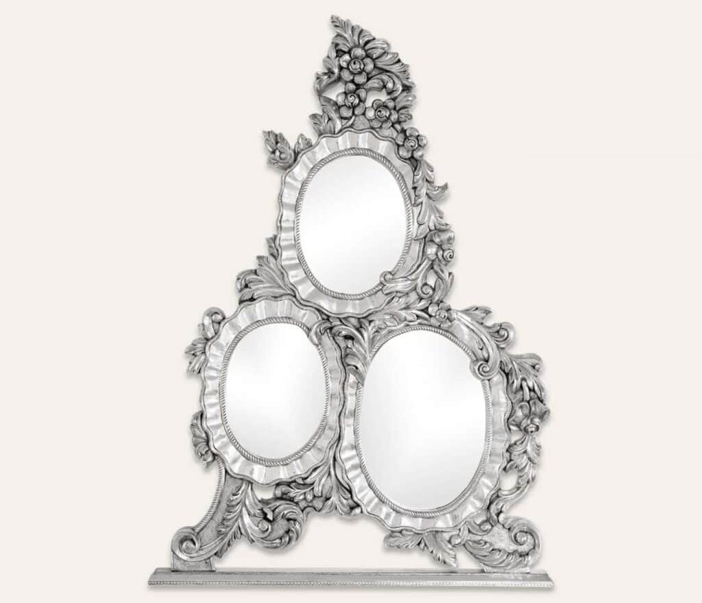 Elegant silver triple mirror - Art of Collecting Antique Silver