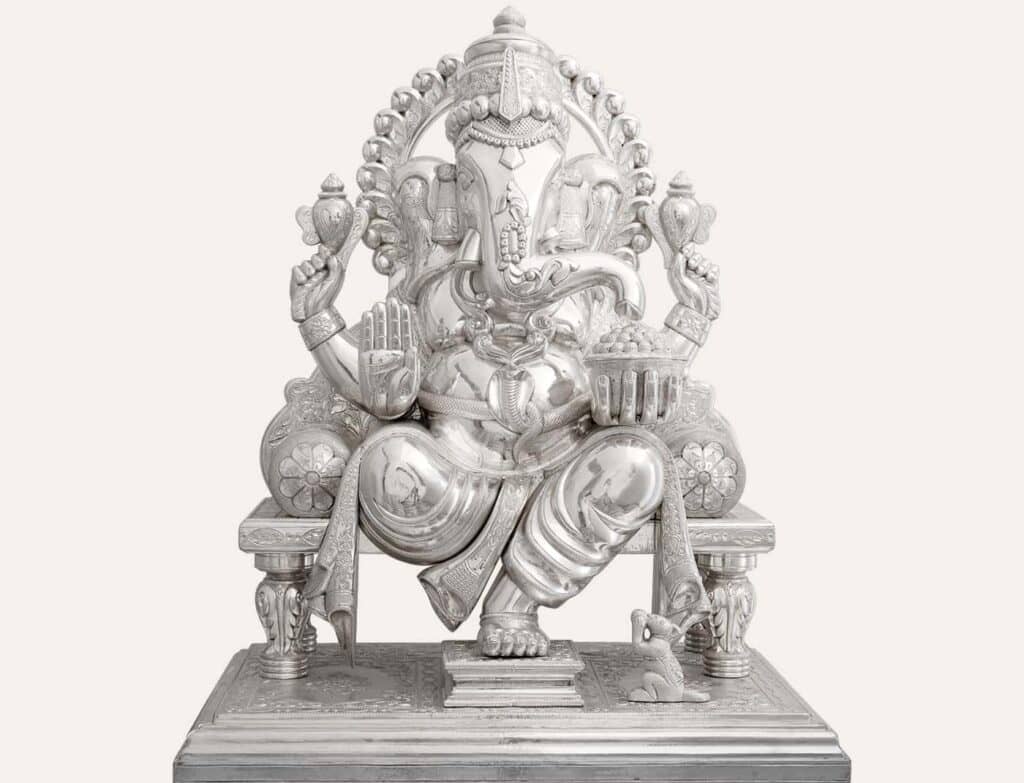 Elegant Silver Ganesha - A perfect Silver Idols For Home altar.