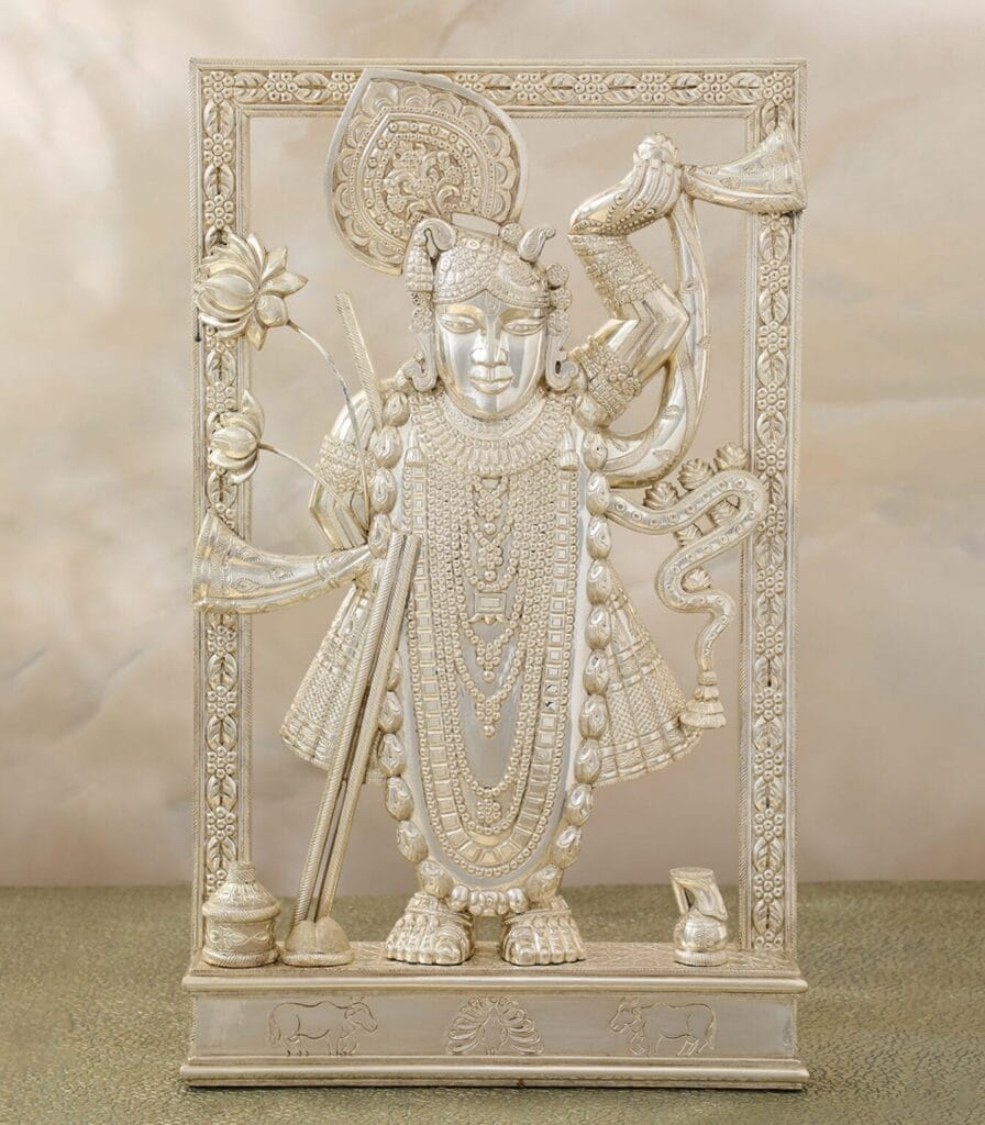 Explore Ideal Silver God Idol of Shrinathji representing divine love.