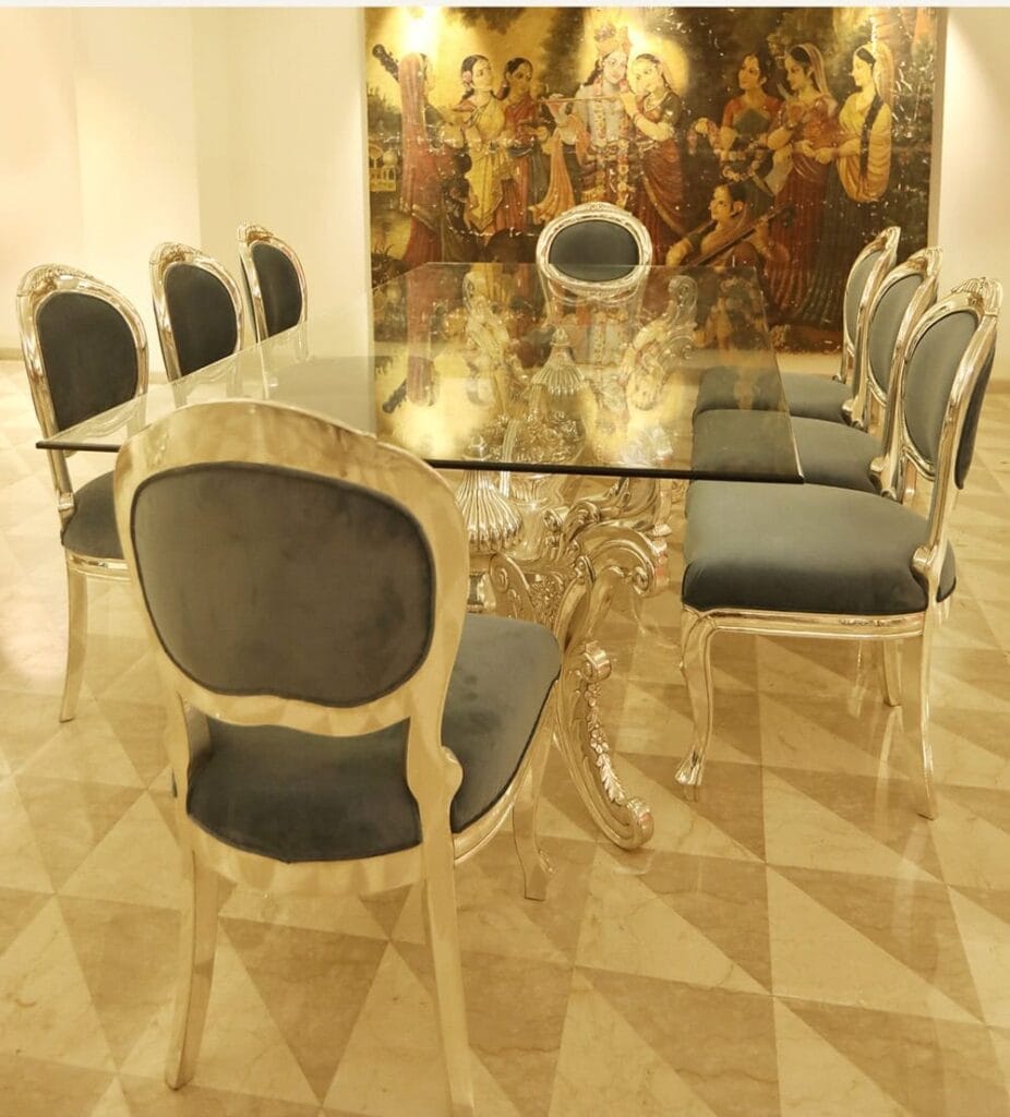 Luxury Silver Furniture: Elegant Silver Dining Table for Sophisticated Spaces