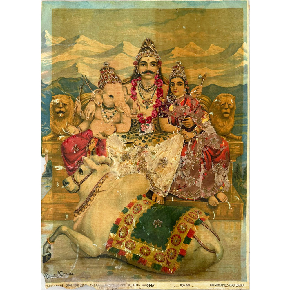 Sacred Shankar 1 Shiva Family Art by Raja Ravi Varma