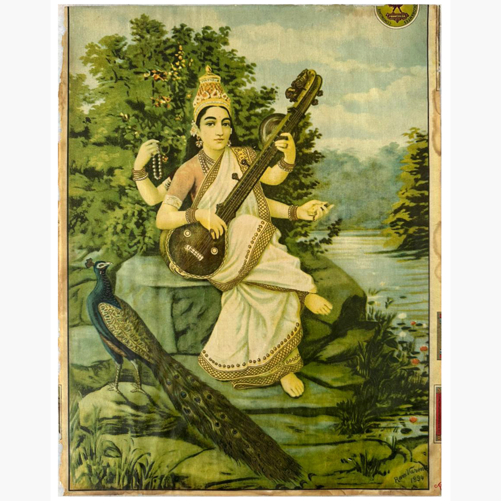 Gracefula Saraswati Oleograph by Raja Ravi Varma