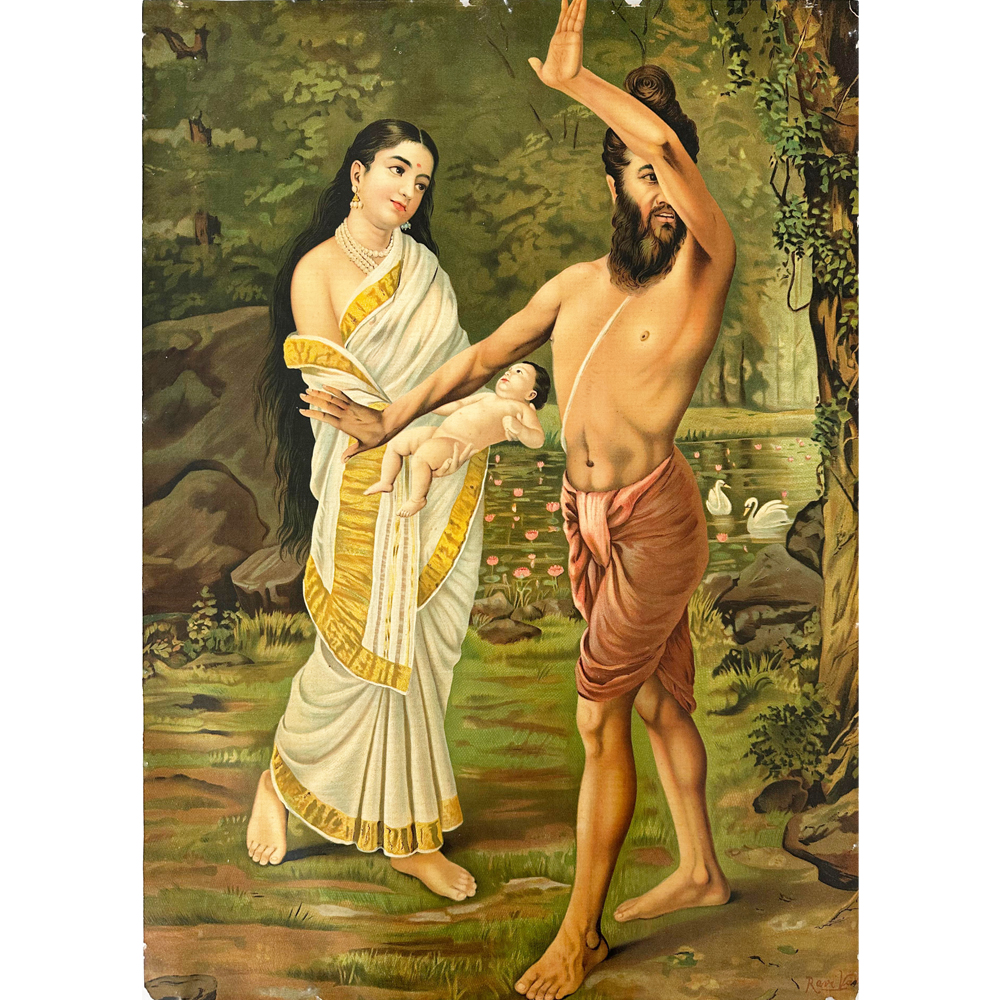 Romantic Shakunthala 1 Oleograph by Raja Ravi Varma
