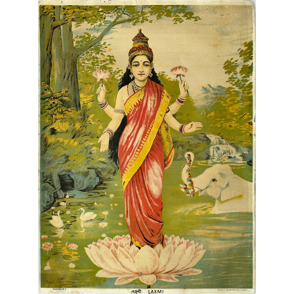 Auspicious Laxmi 8 Devotional Art – Ravi Varma Style