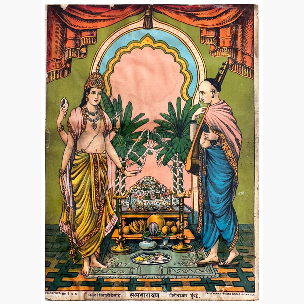 Divine Satya Narayan Oleograph by Raja Ravi Varma