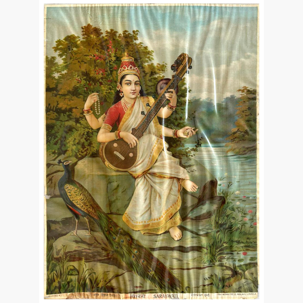 Radiant Saraswati 8 Oleograph – Goddess of Wisdom