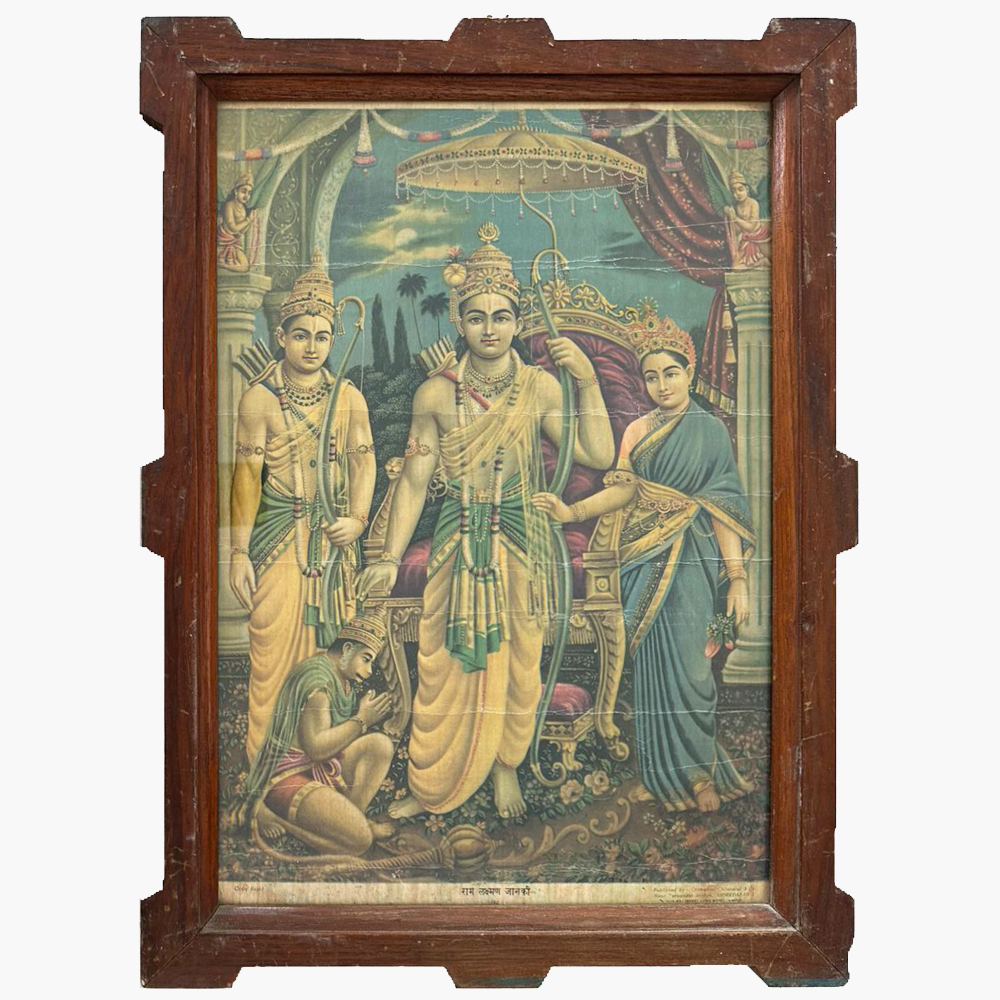 Sacred Ram Laxman Janki Oleograph – Divine Trio Art