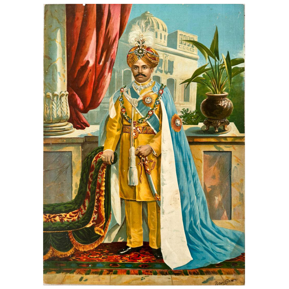 Majestic Krishnaraja Wodeyar IV Portrait – Ravi Varma