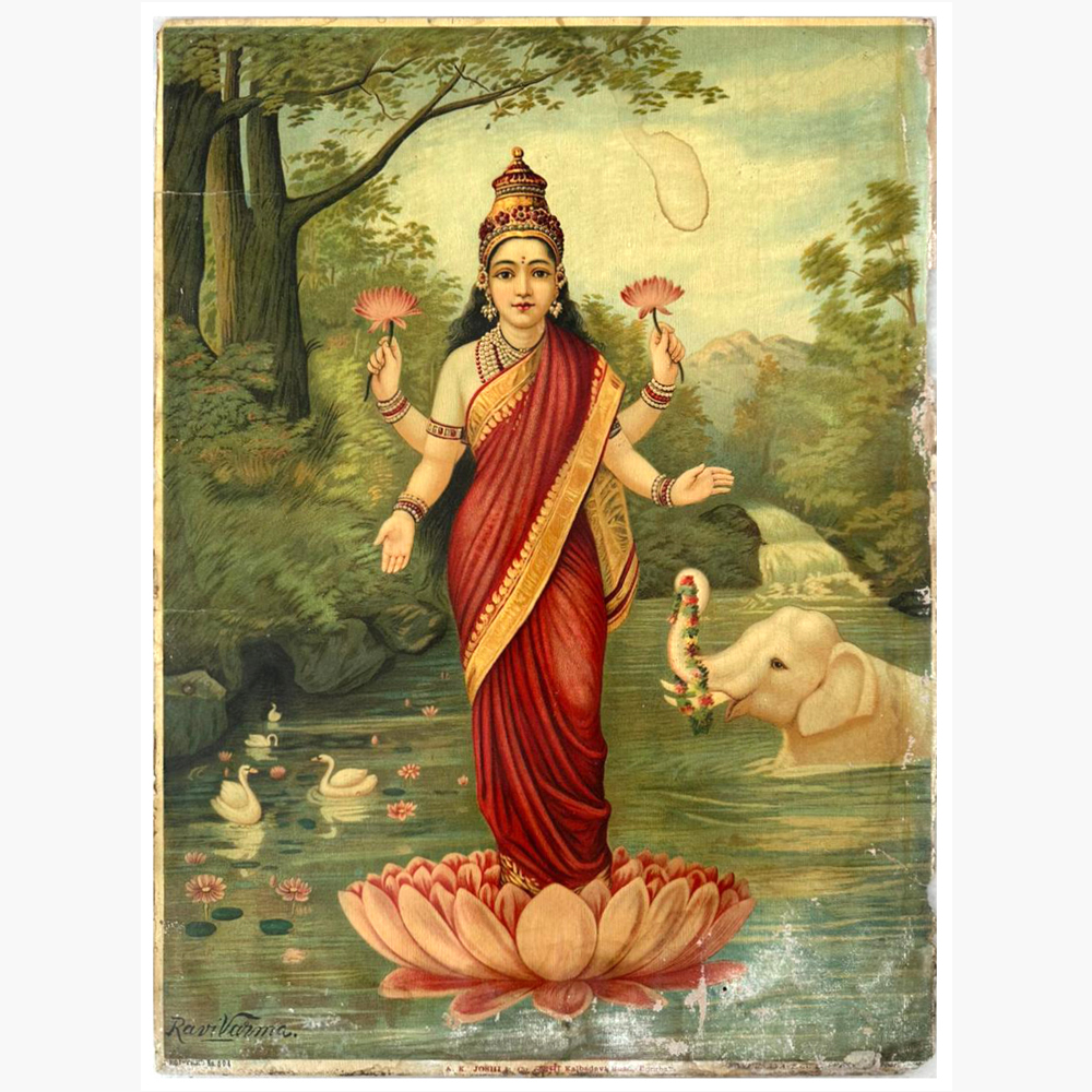 Auspicious Laxmi 15 Oleograph by Raja Ravi Varma