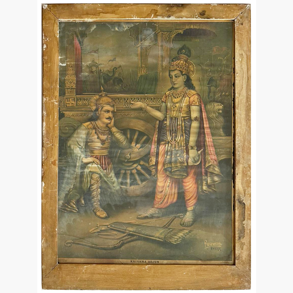 Silver God Idols | Raja Ravi Varma Paintings Krishna Arjun - Image 4