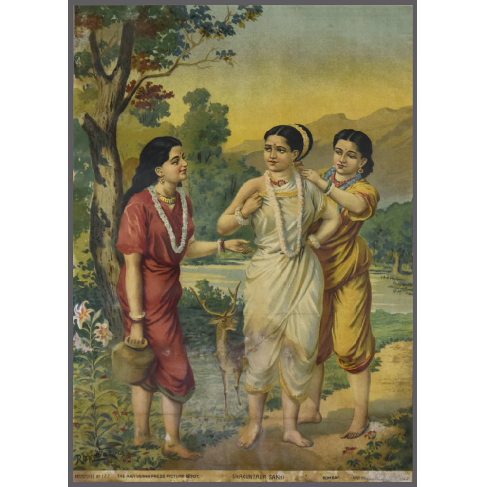 Timeless Shakuntala Sakhi Forest Scene Artwork